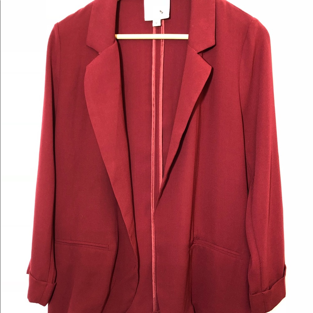 LA HEARTS Medium stylish burgundy open blazer